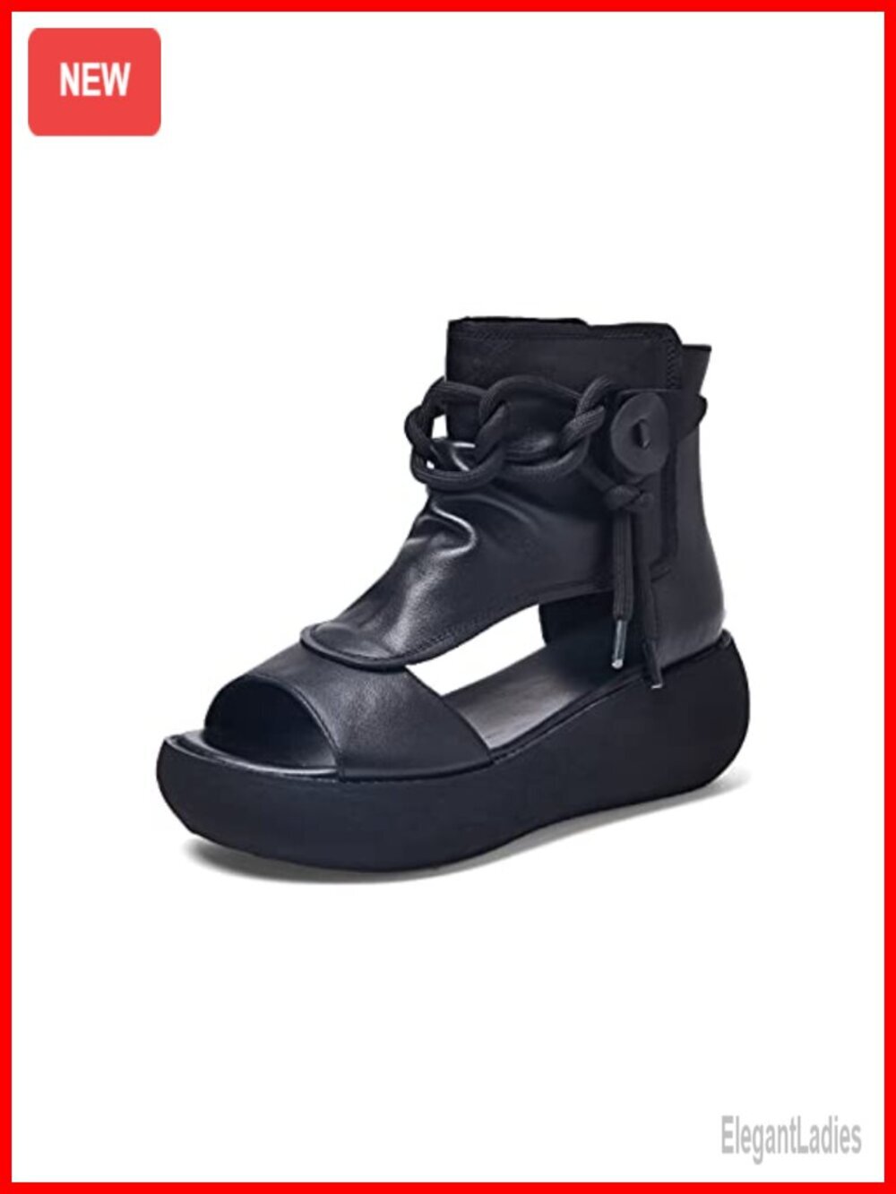 High Top Leather Sandals Open Toe Boot Sandals